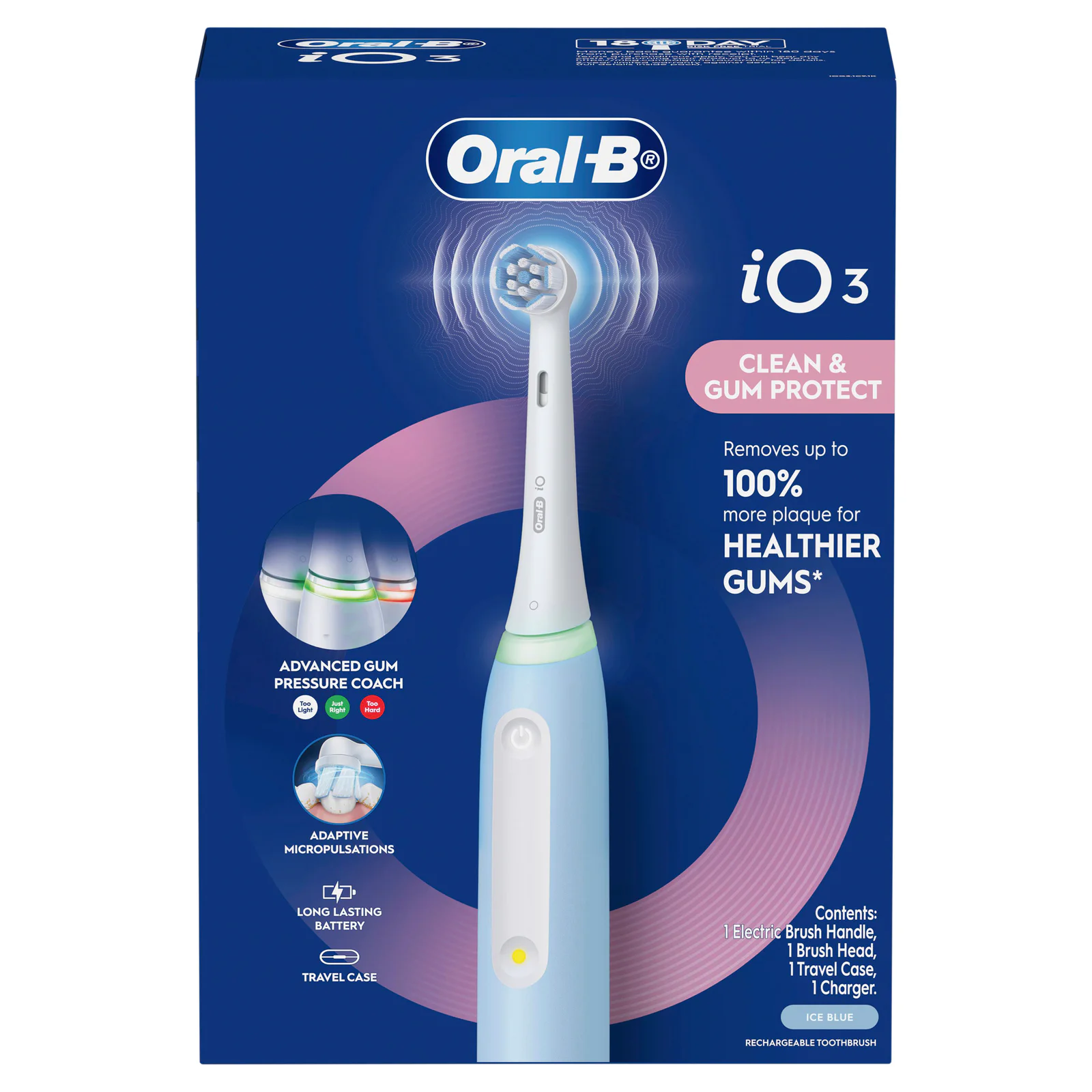 Oral-B iO 3 Clean & Gum Protect Ice Blue Electric Toothbrush 1 each