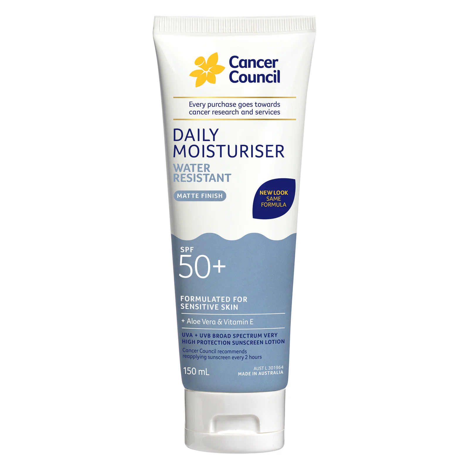 Cancer Council Face & Body Moisturiser SPF50+ Water Resistant 150ml
