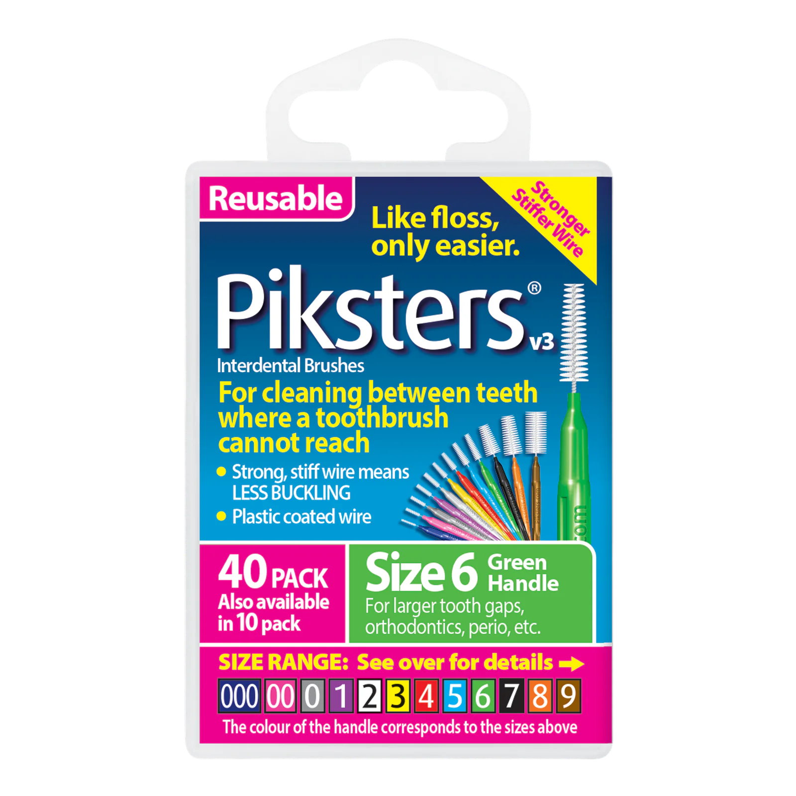 Piksters Interdental Brushes Size 6 Green 40 Pack