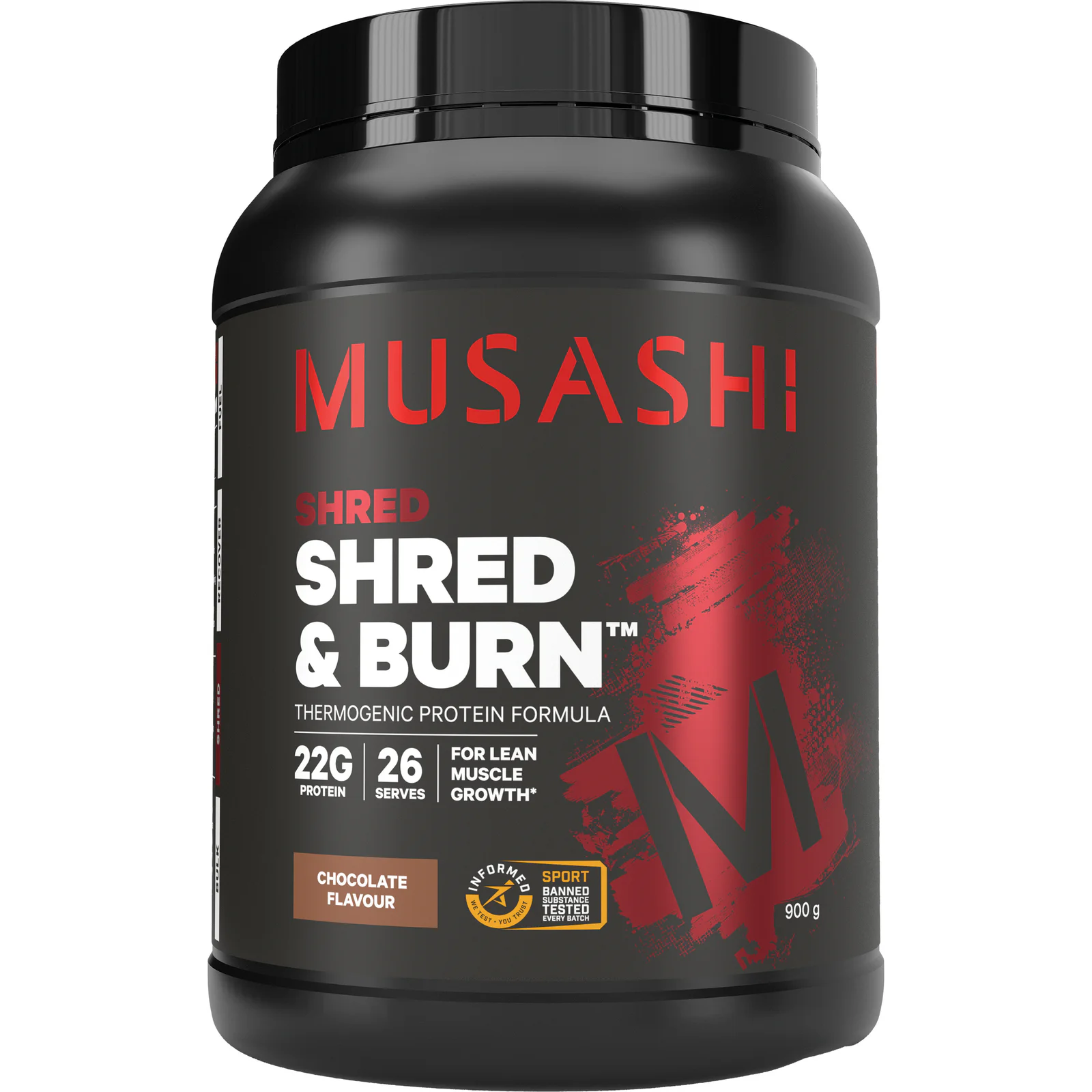Musashi Shred & Burn Protein Powder Chocolate Milkshake 900g