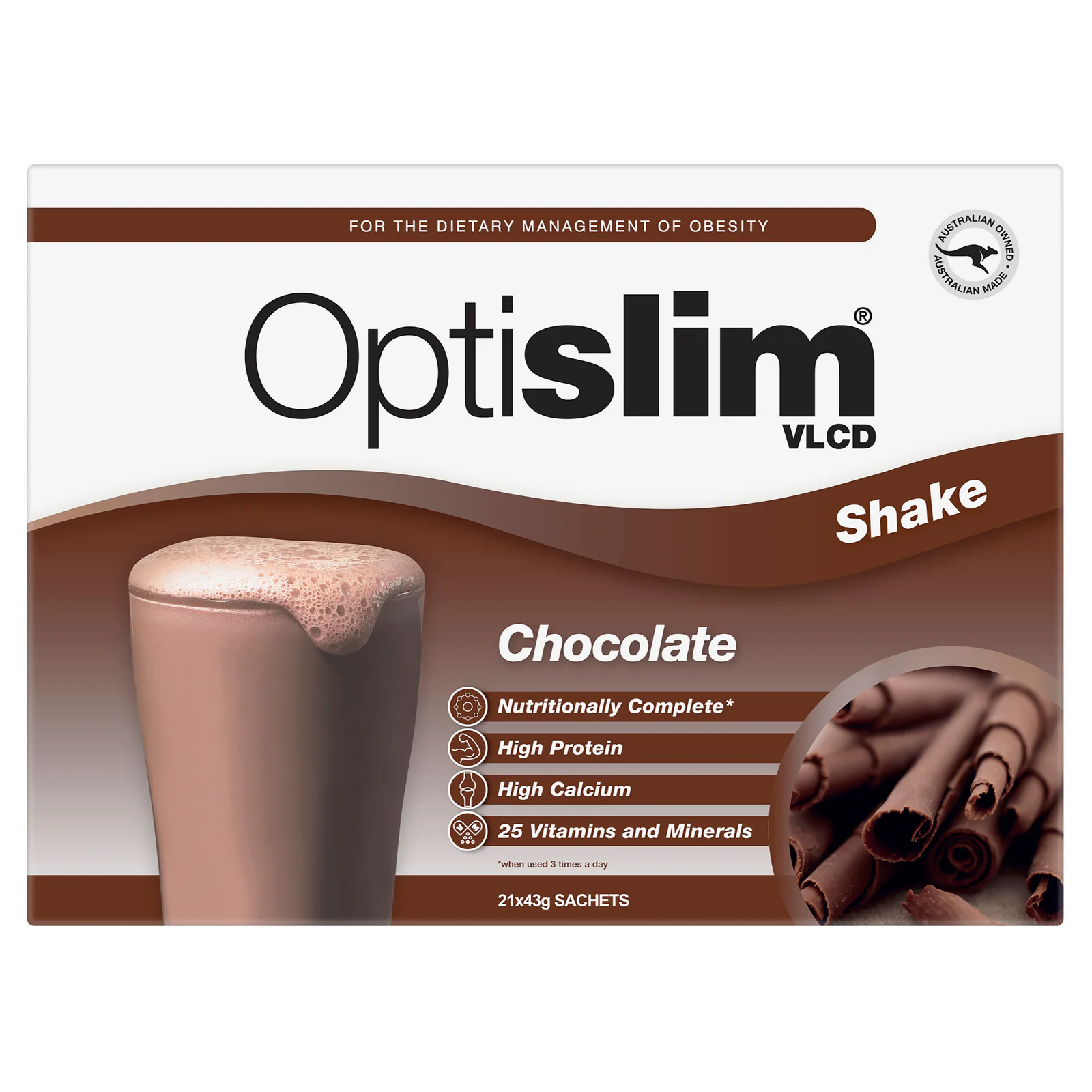 Optislim VLCD Shake Chocolate 43g 21 Pack
