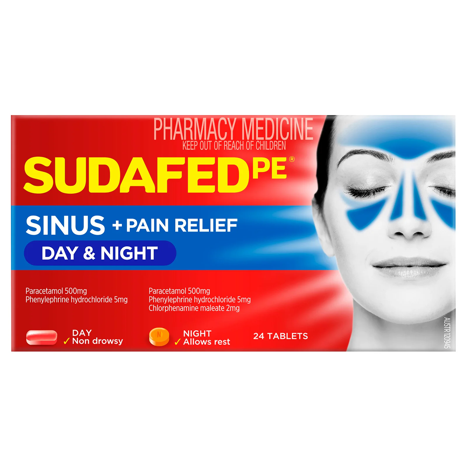 Sudafed PE Sinus Day + Night Relief 24 tablets