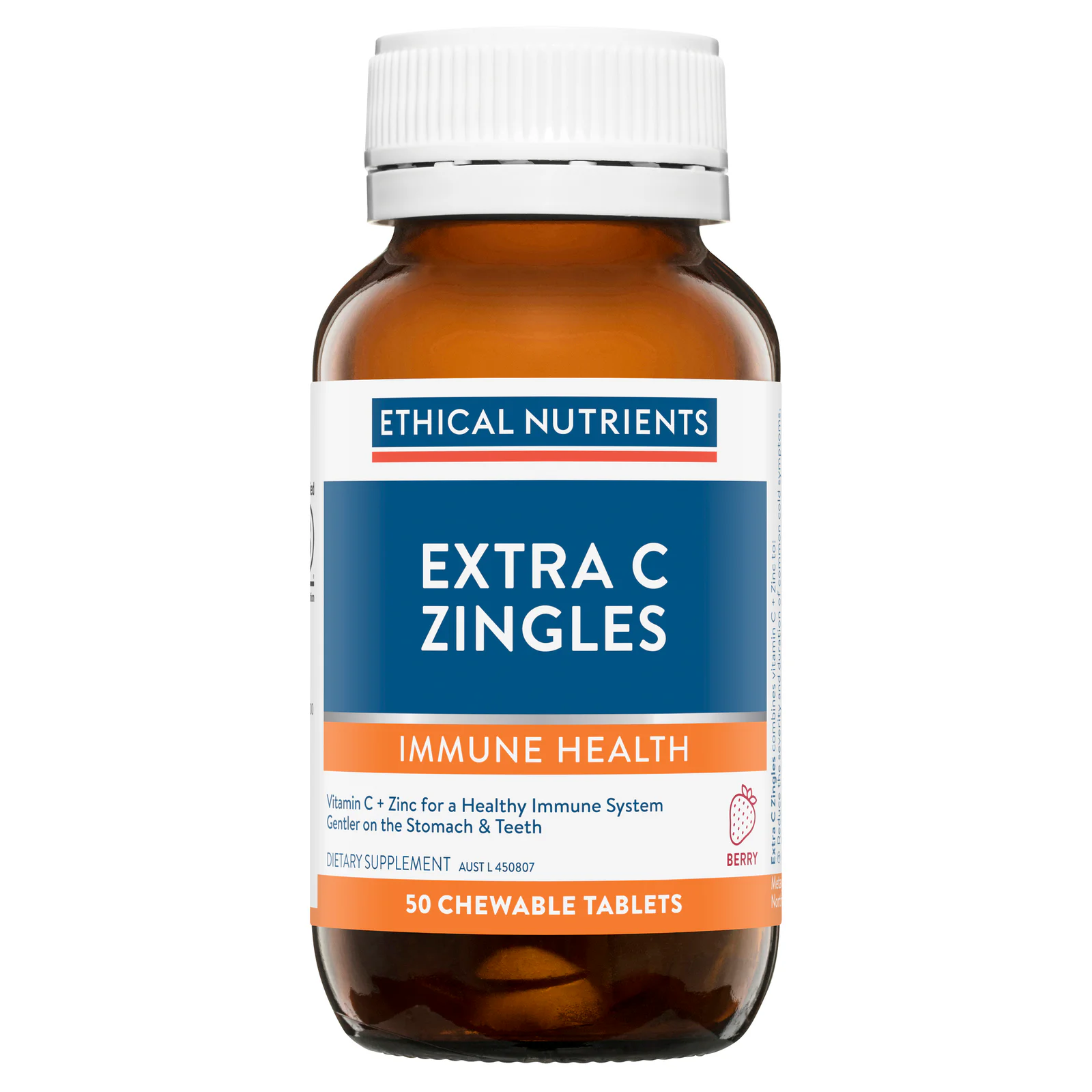 Ethical Nutrients Extra C Zingles Berry 50 chewable tablets