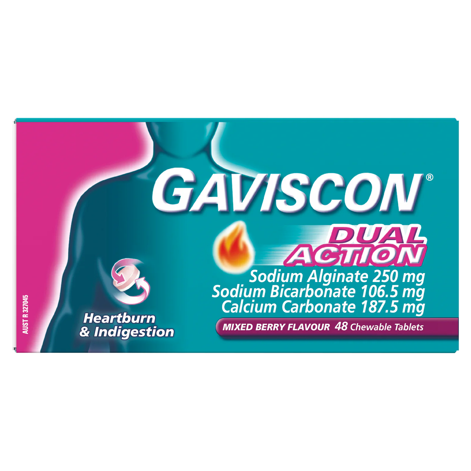 Gaviscon Dual Action Mixed Berry 48 chewable tablets