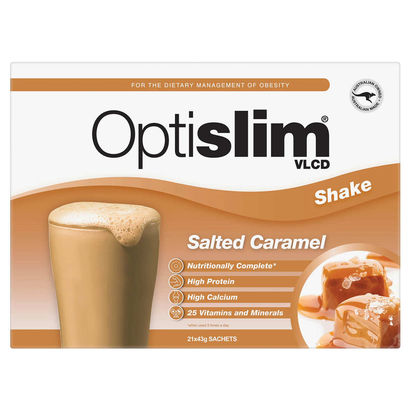 Optislim VLCD Shake Salted Caramel 43g 21 Pack