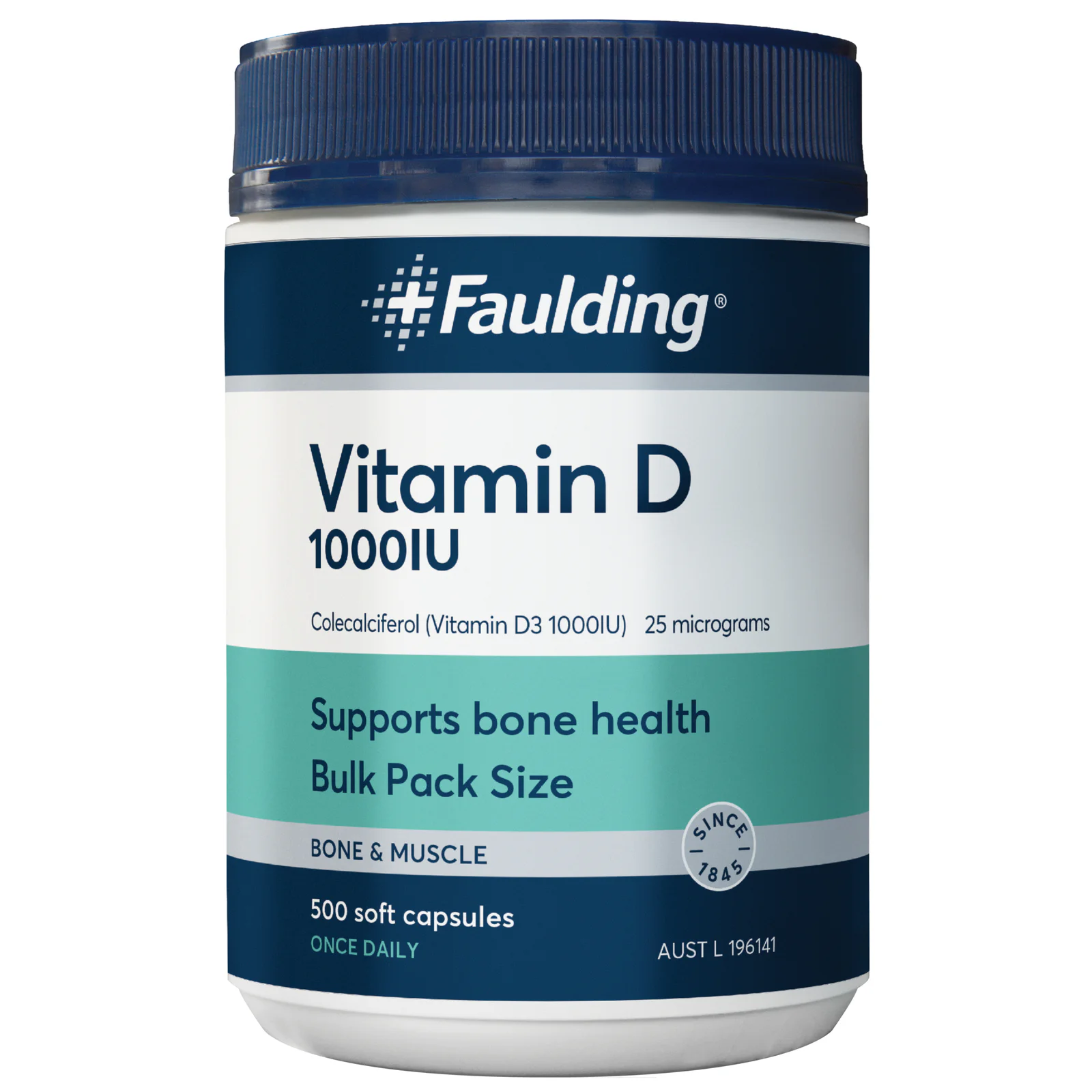 Faulding Vitamin D 1000IU - 500 soft gel capsules