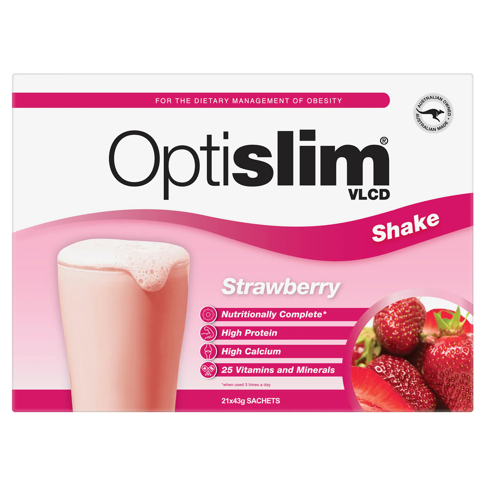 Optislim VLCD Shake Strawberry 43g 21 Pack