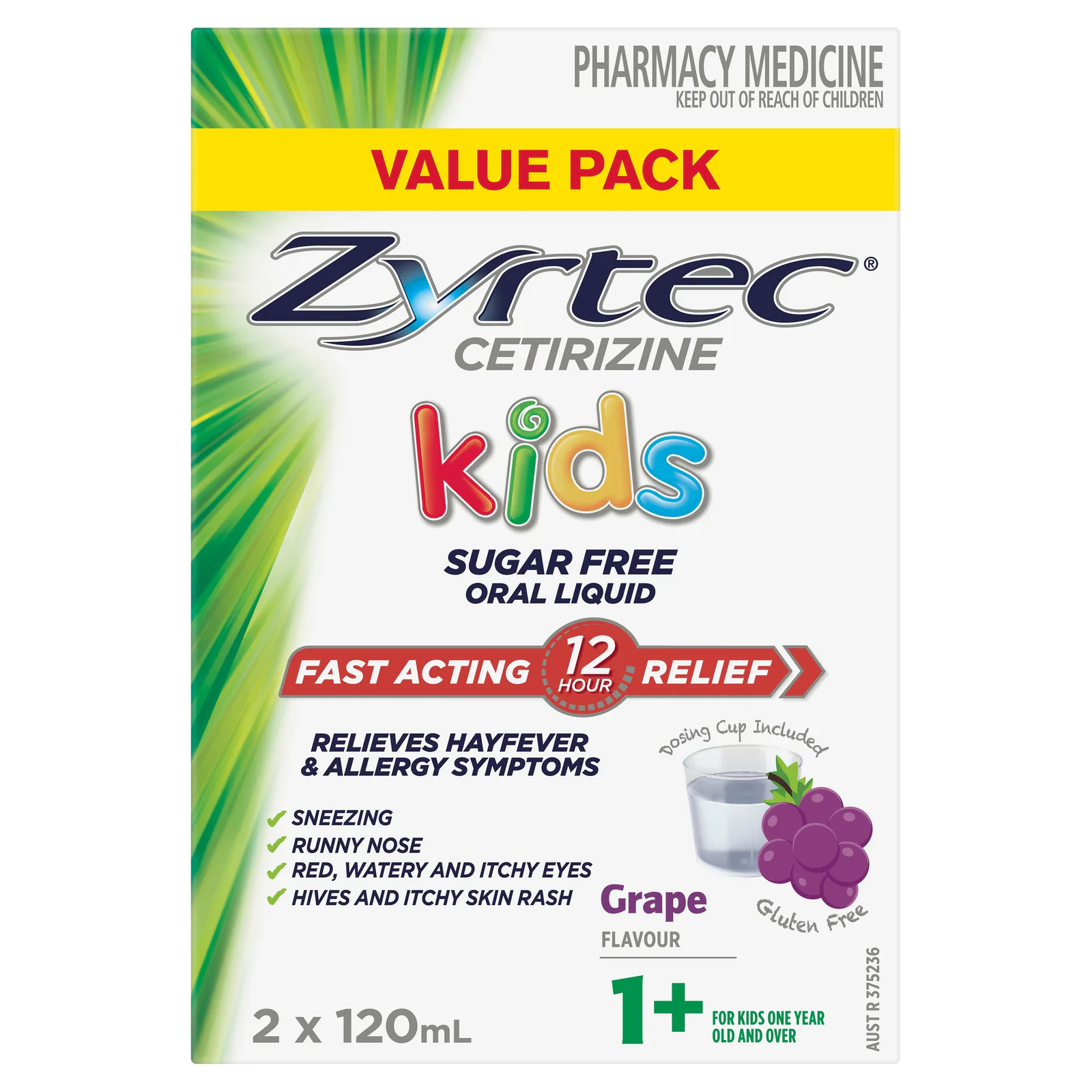 Zyrtec Kids Liquid Grape 120ml - 2 pack