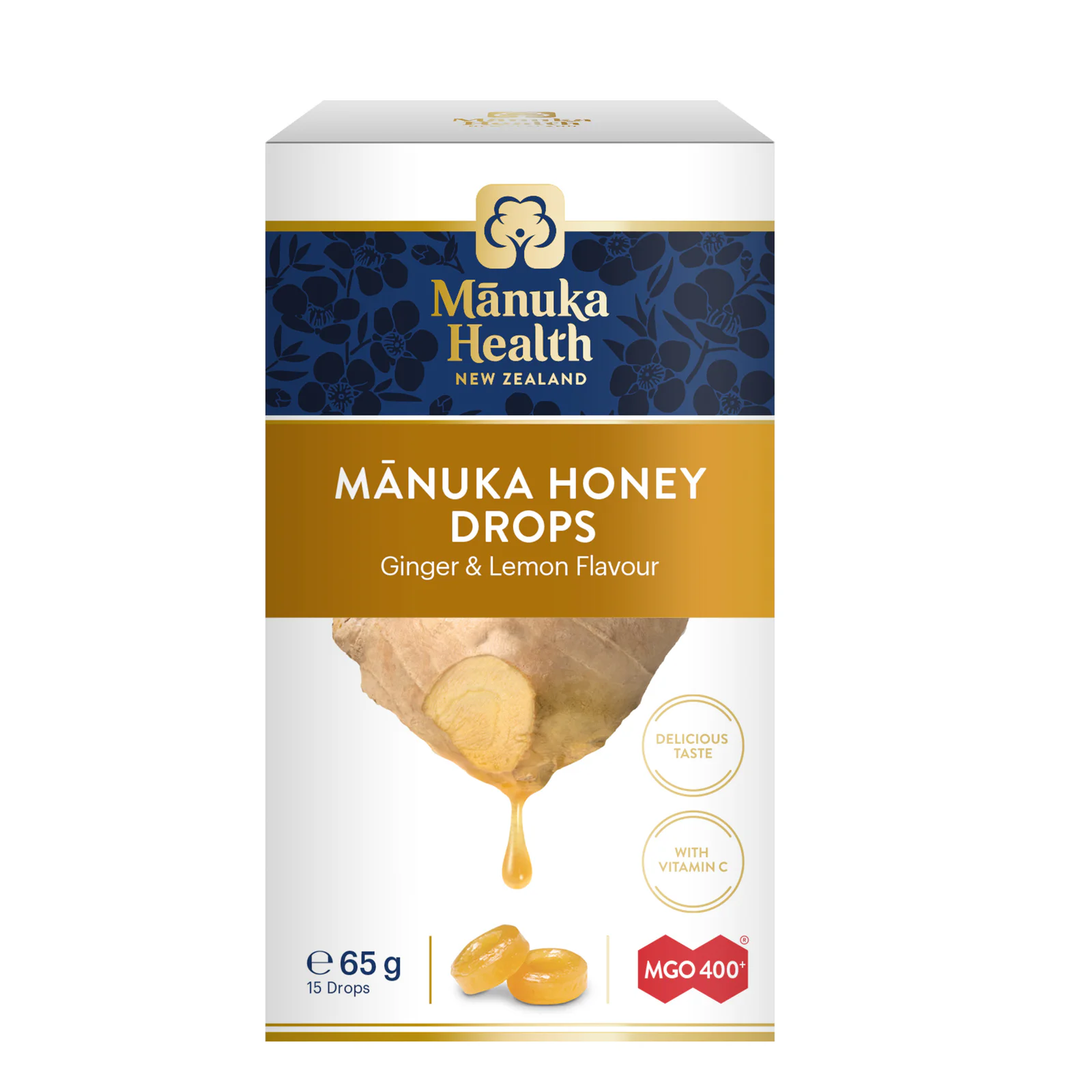 Manuka Health MGO 400+ Honey Lemon & Ginger Lozenge 15 pack