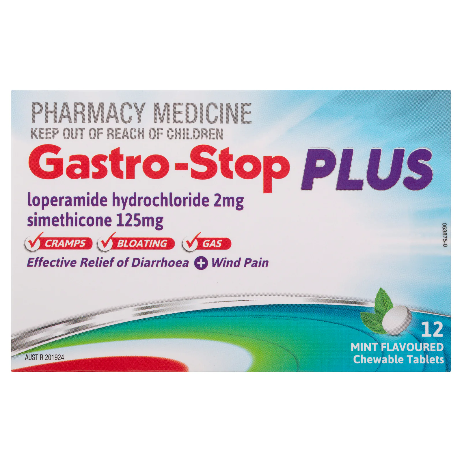 Gastro-Stop Plus Acute Diarrhoea Relief Mint Flavoured 12 chewable tablets
