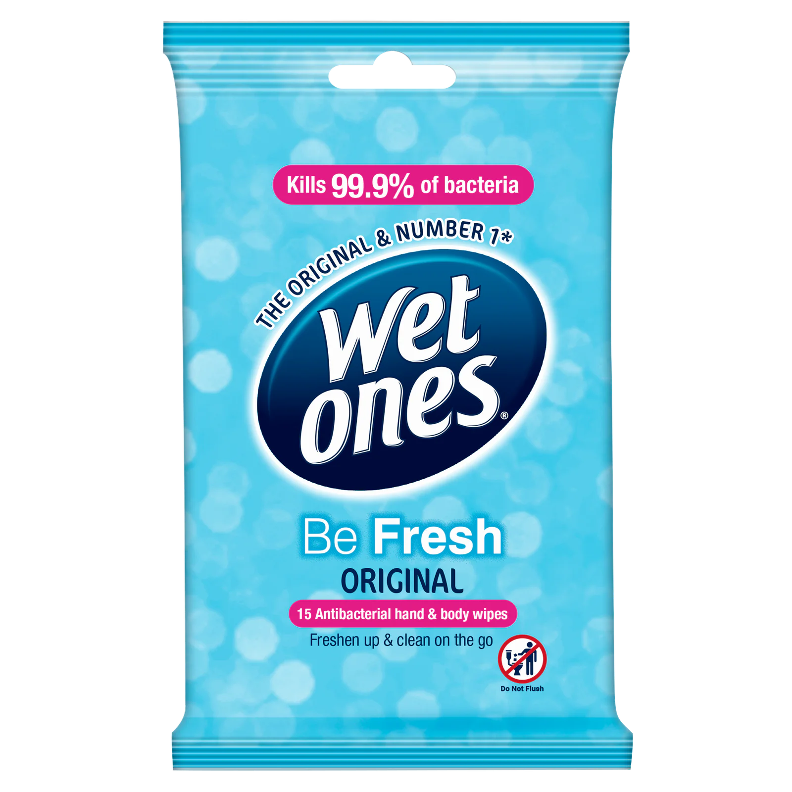 Wet Ones Be Fresh Antibacterial Hand and Body Wipes 15 Pack