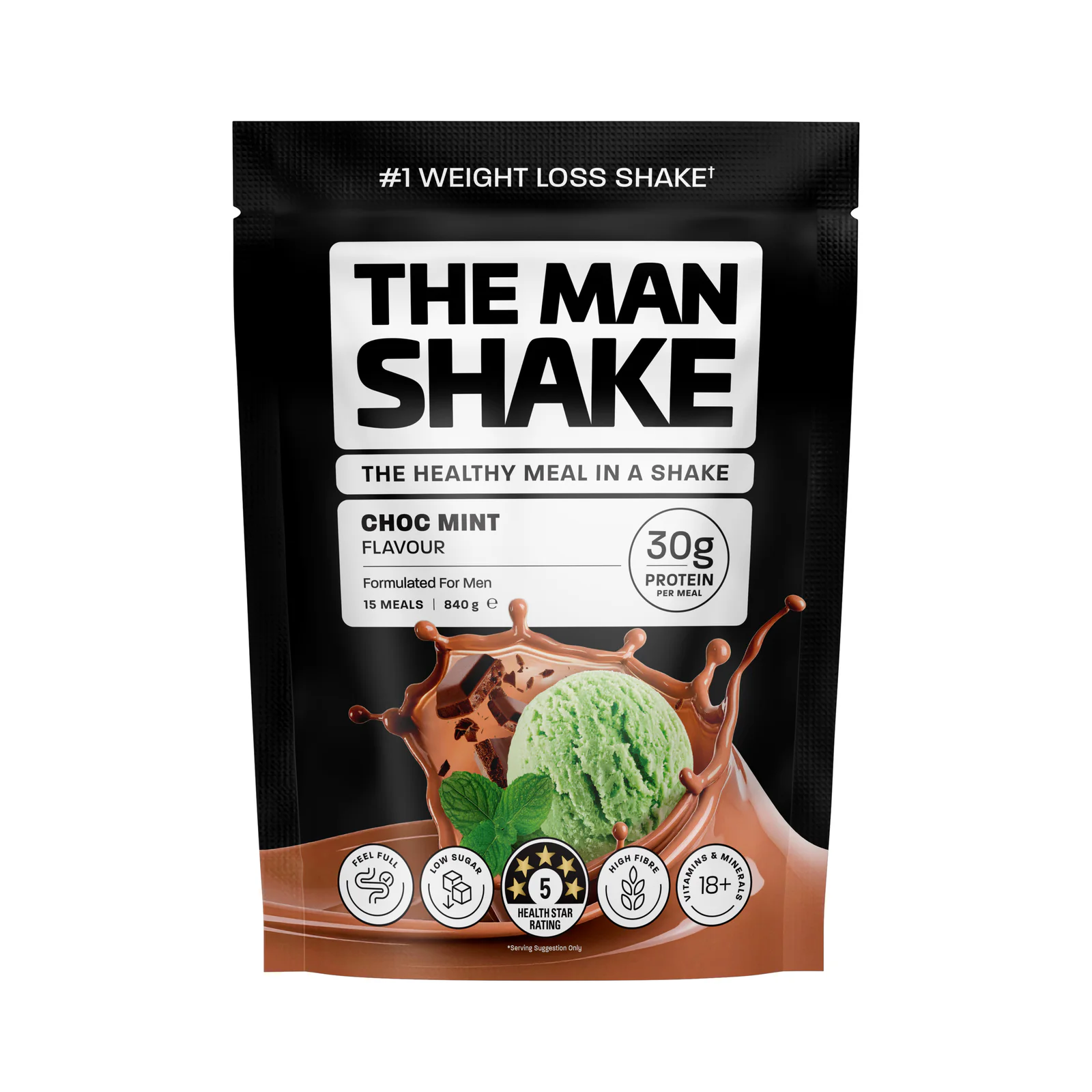 The Man Shake Meal Replacement Choc Mint 840g