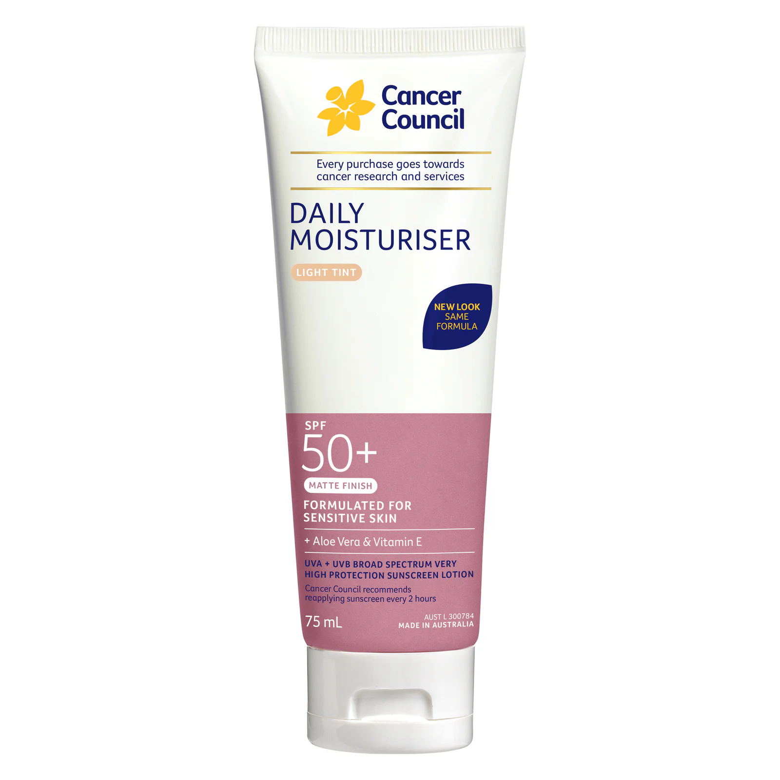 Cancer Council Face Day Wear Moisturiser Matte Light Tint SPF50+ 75mL
