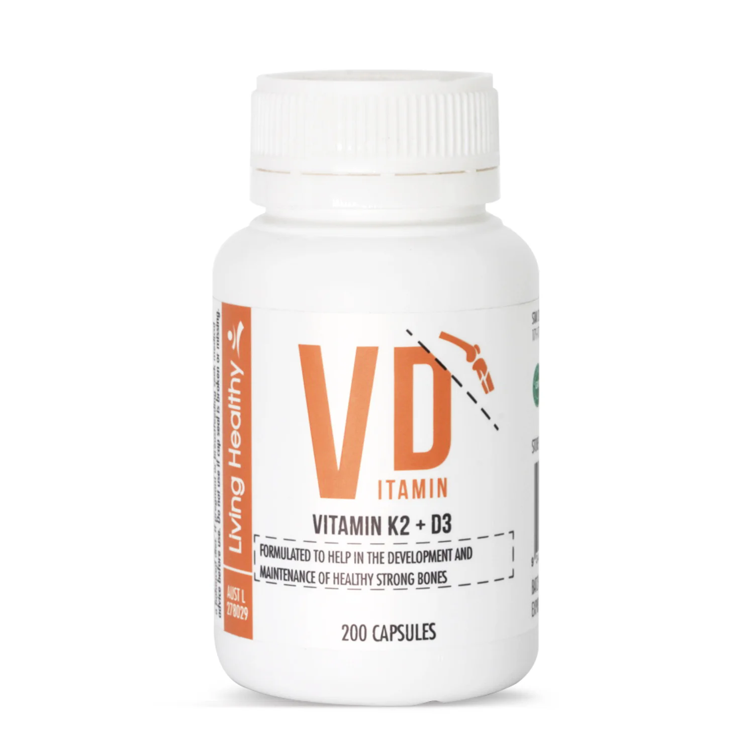 Living Healthy Vitamin K2 + D3 - 200 soft gel capsules
