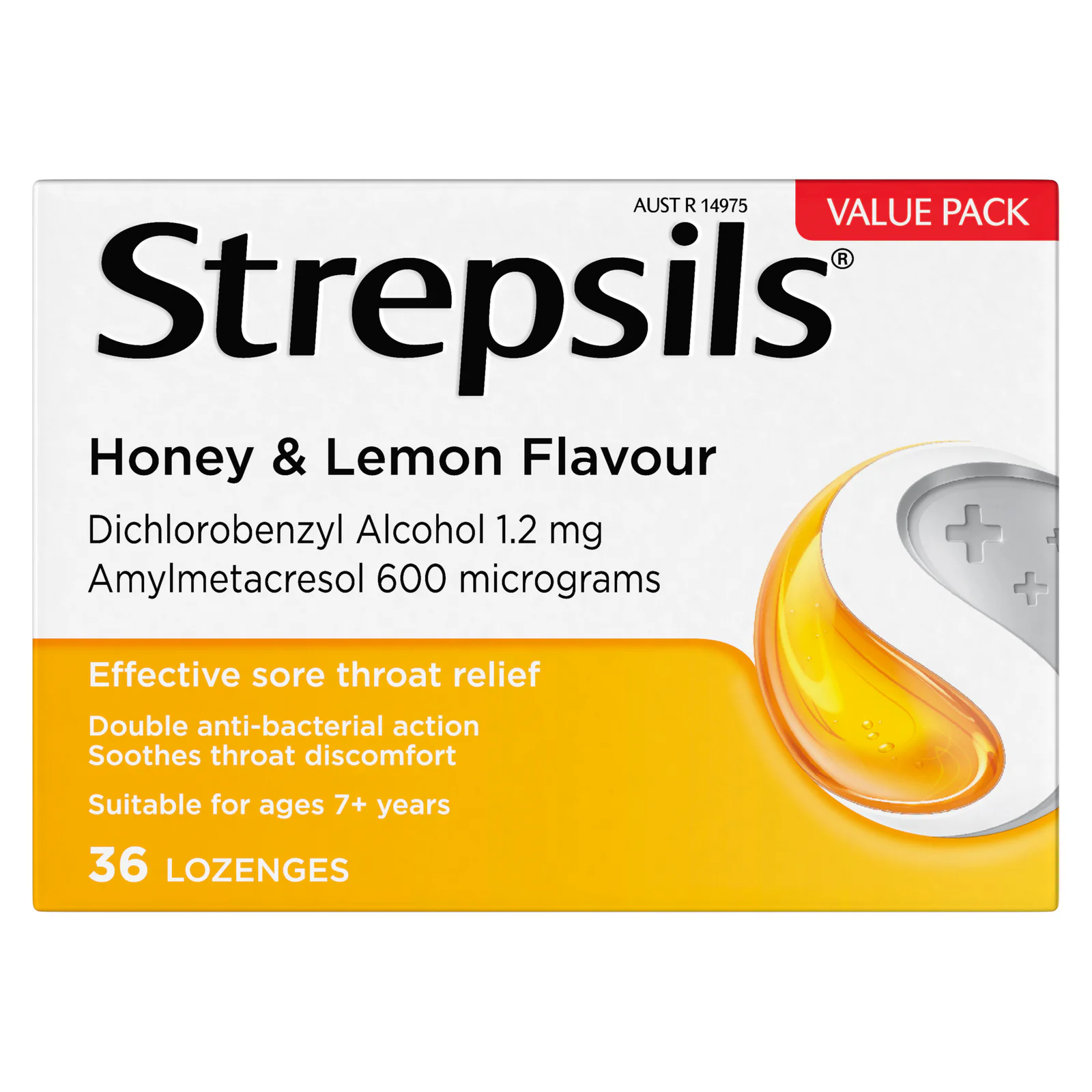 Strepsils Honey & Lemon Double Antibacterial Action 36 lozenges