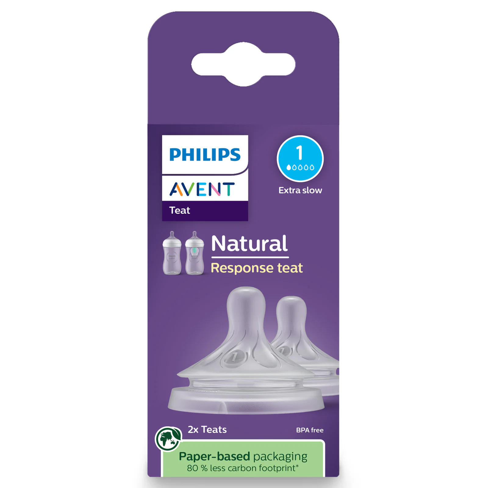 Avent Natural Response Teats 0 Month Flow 1 - 2 packs
