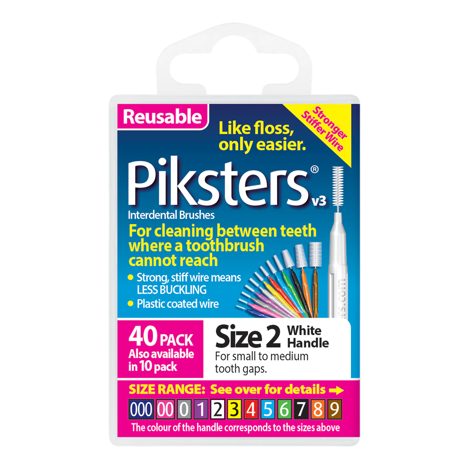 Piksters Interdental Brushes Size 2 White 40 Pack