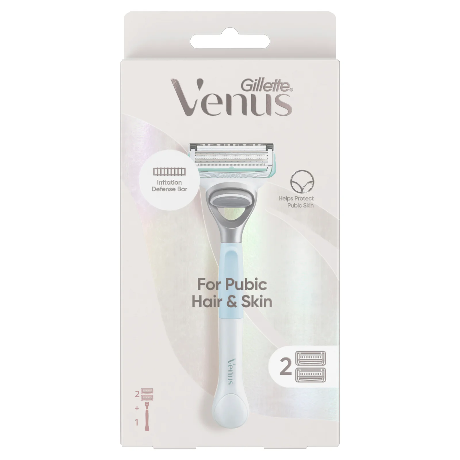 Gillette Venus Women's Bikini Razor For Pubic Hair & Skin With 2 Blade Refills 1 pack
