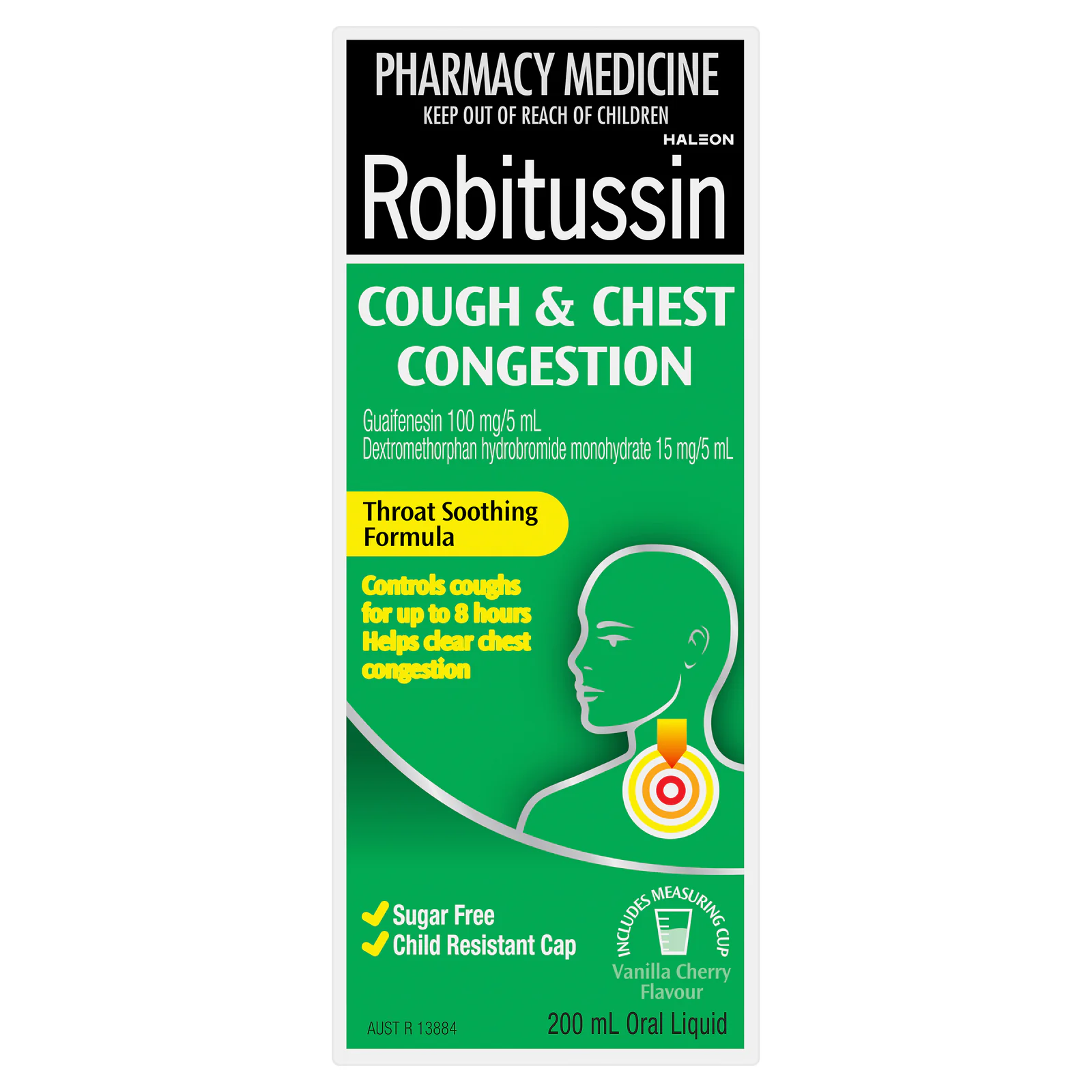Robitussin Cough & Chest Congestion Oral Liquid Vanilla Cherry Flavour 200ml