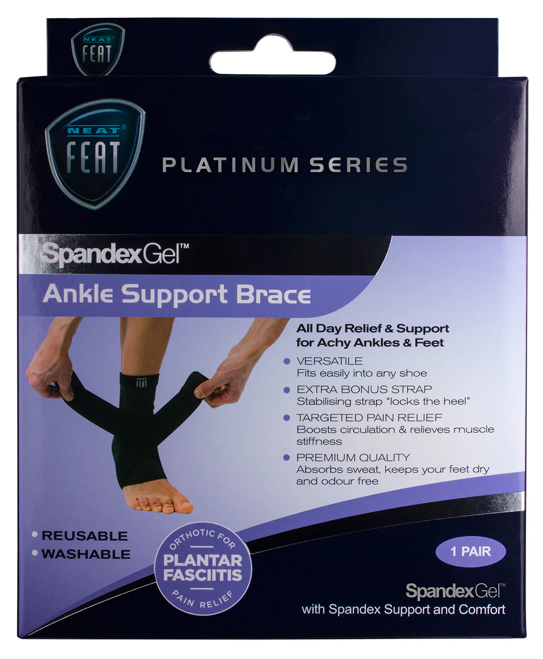 Neat Feat Spandex Gel Ankle Support Brace Large 1 each