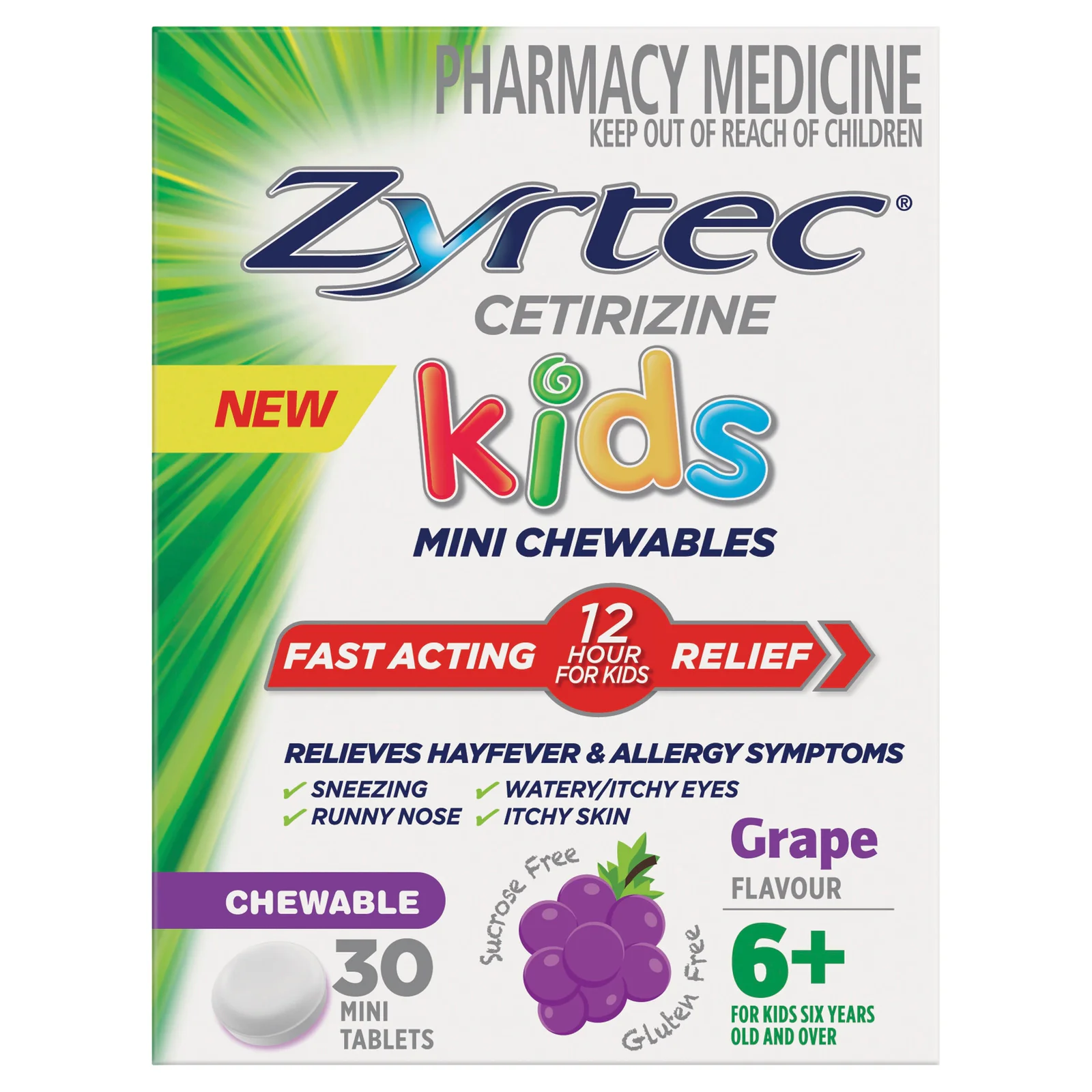 Zyrtec Kids Chewable Grape 5mg - 30 tablets