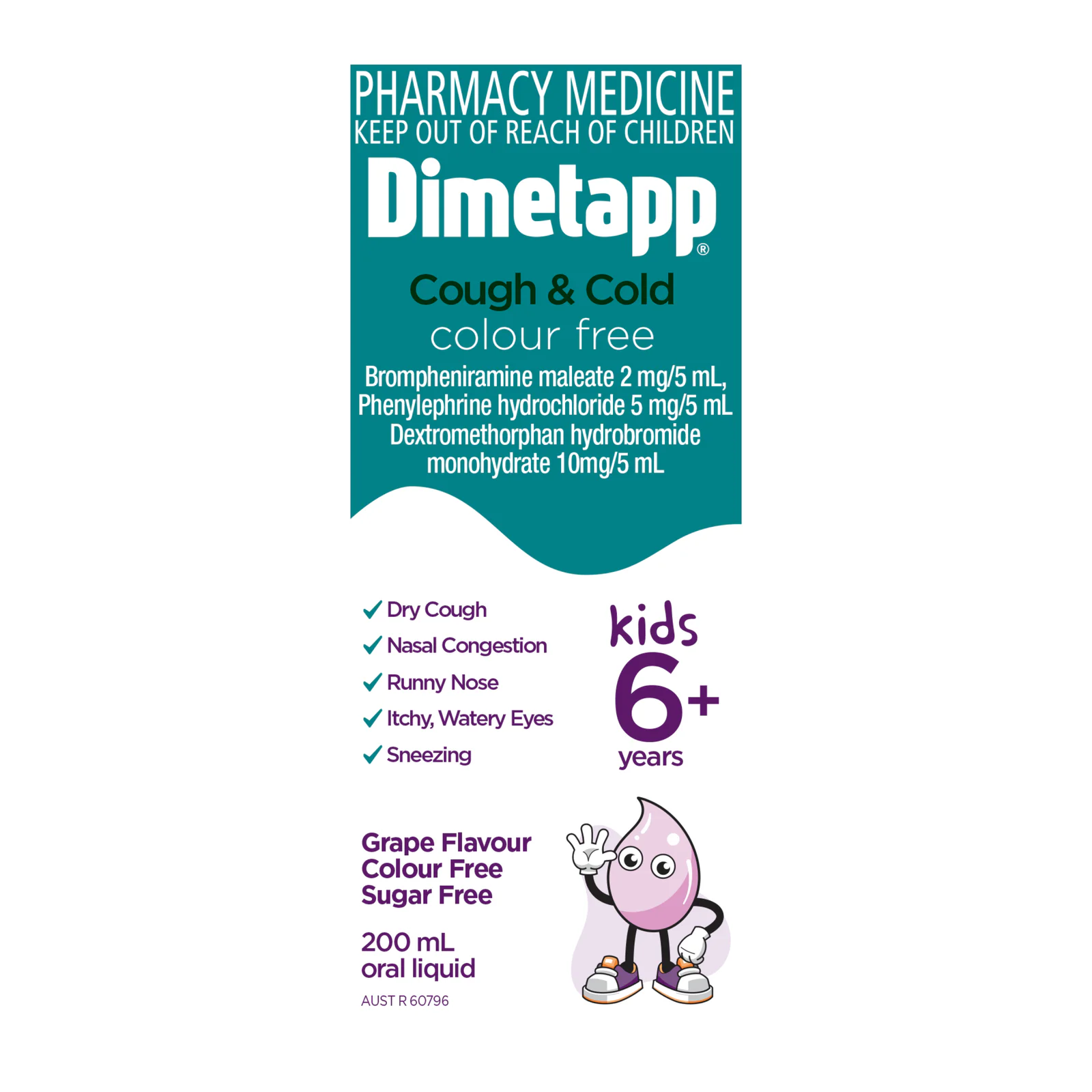 Dimetapp Cough & Cold Kids 6yrs+ Colour Free 200ml