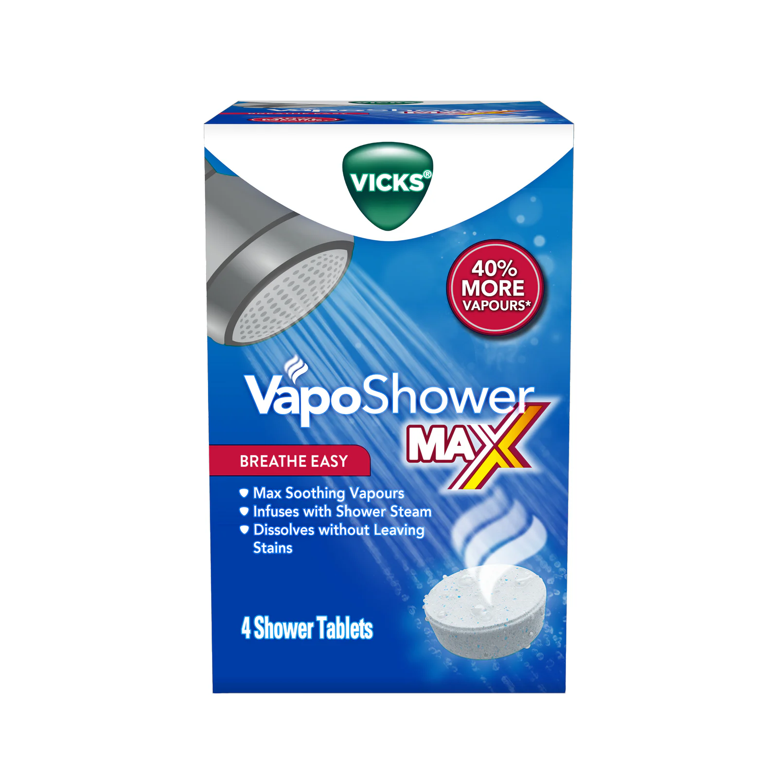 Vicks VapoShower Max Decongestant Shower Tablets 4 Pack