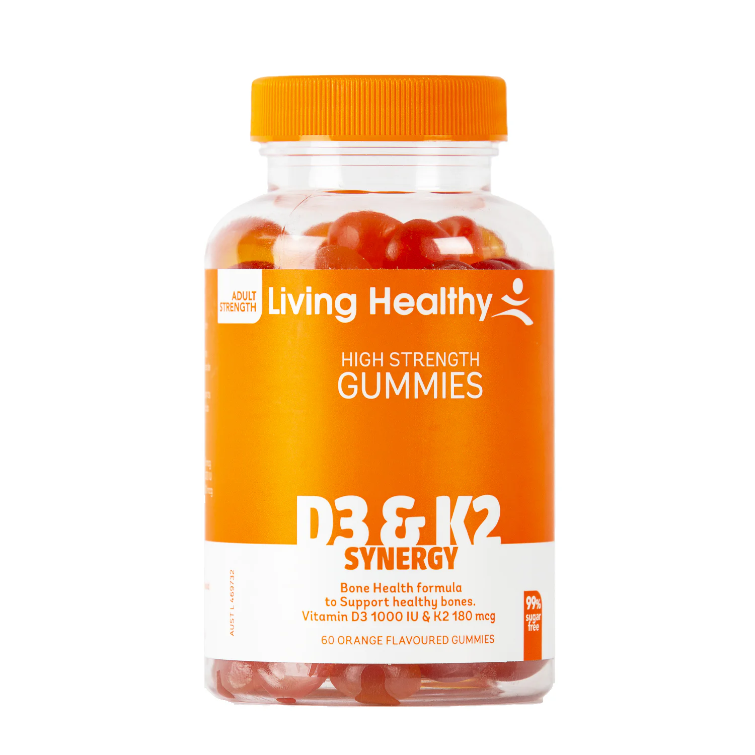 Living Healthy High Strength Gummies D3 & K2 Synergy 60 pastilles
