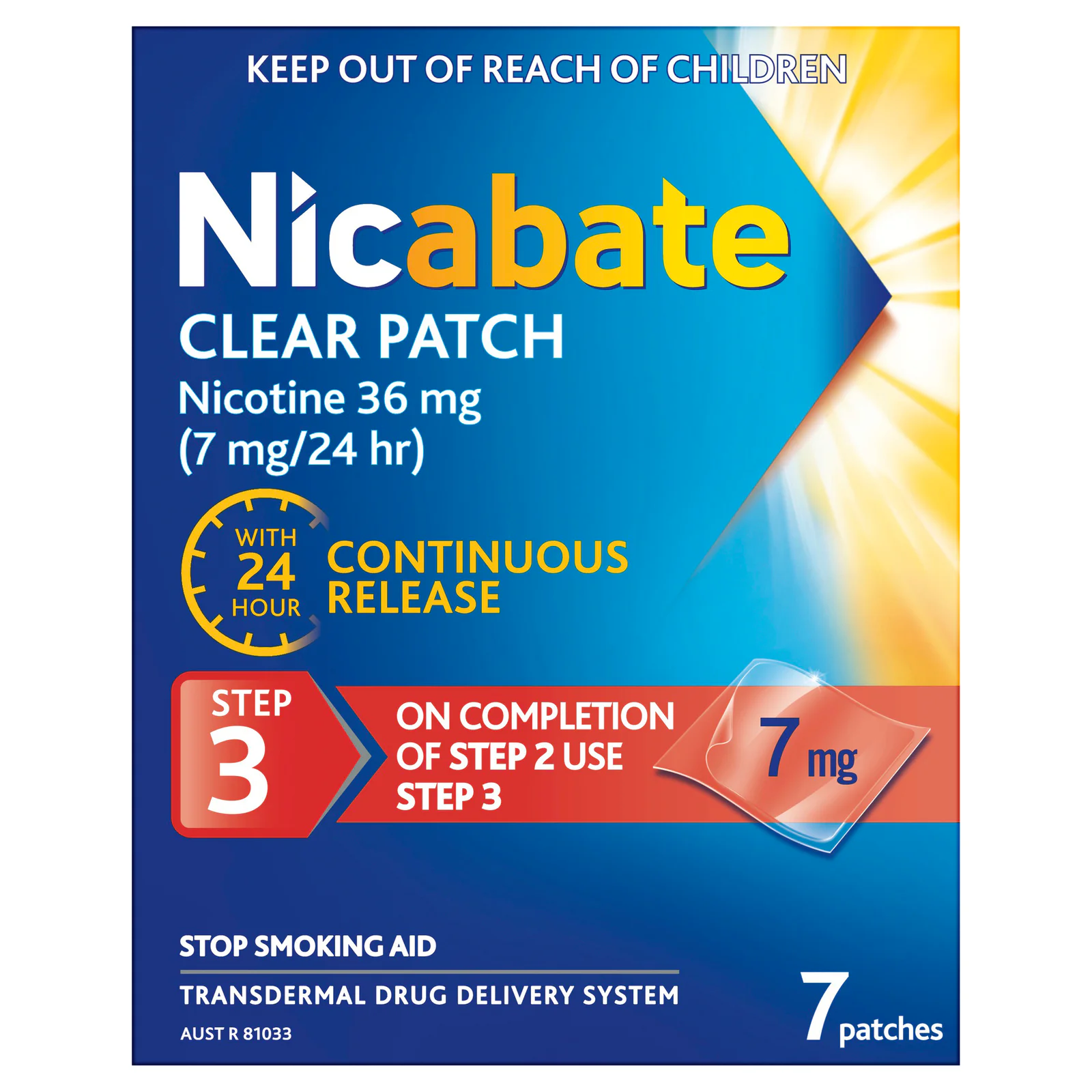 Nicabate Clear Patch 7mg Step 3 - 7 patches