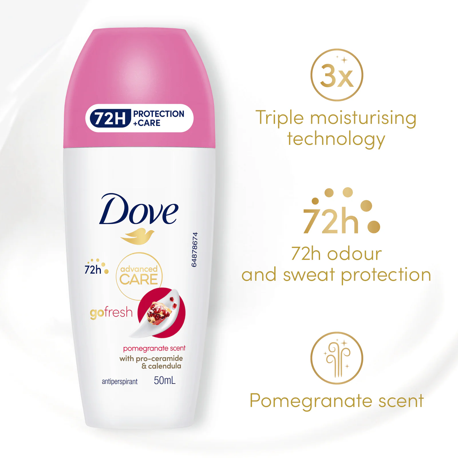 Dove Advanced Care Pomegranate Antiperspirant Roll On 50ml