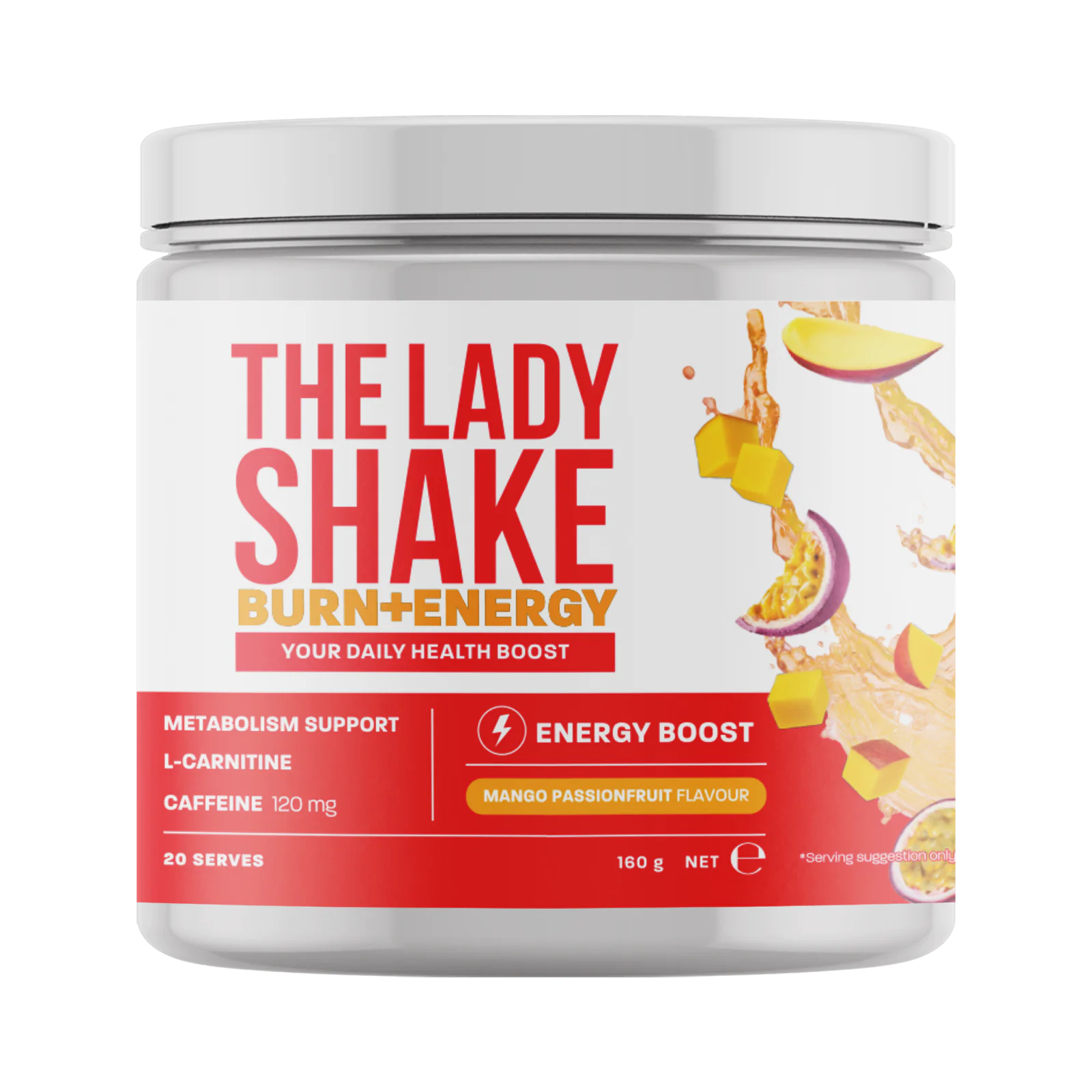 The Lady Shake Burn & Energy Mango Passionfruit Powder 160g