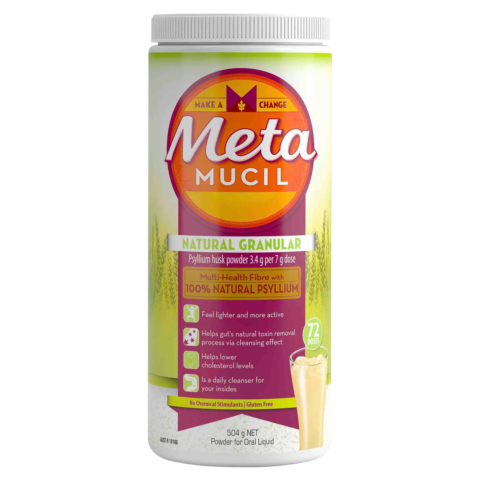 Metamucil Powder Natural Granular 504g - 72 doses