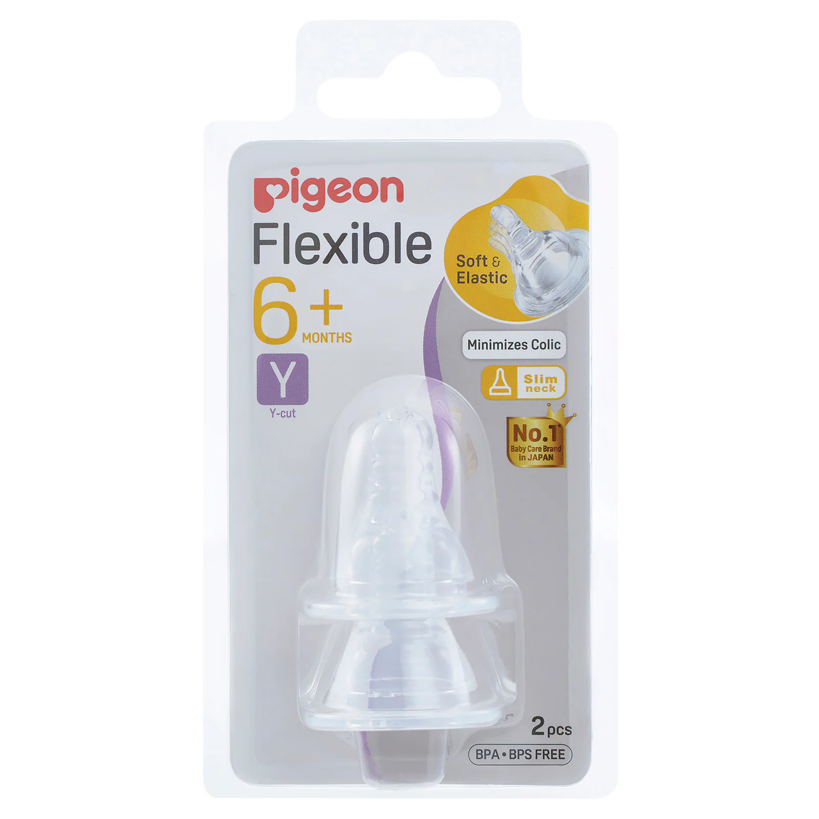 Pigeon Peristaltic Teat Slim Neck Y-Cut 2 pack
